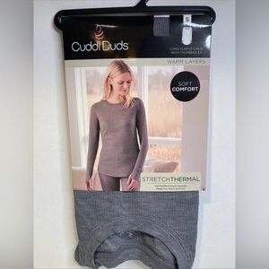 Cuddl Duds Long Sleeve Crew Thumb Holes Top Stretch Thermal Gray Sz S